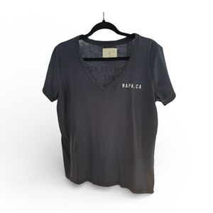 Navy Blue V-Neck Napa CA Wine T-Shirt